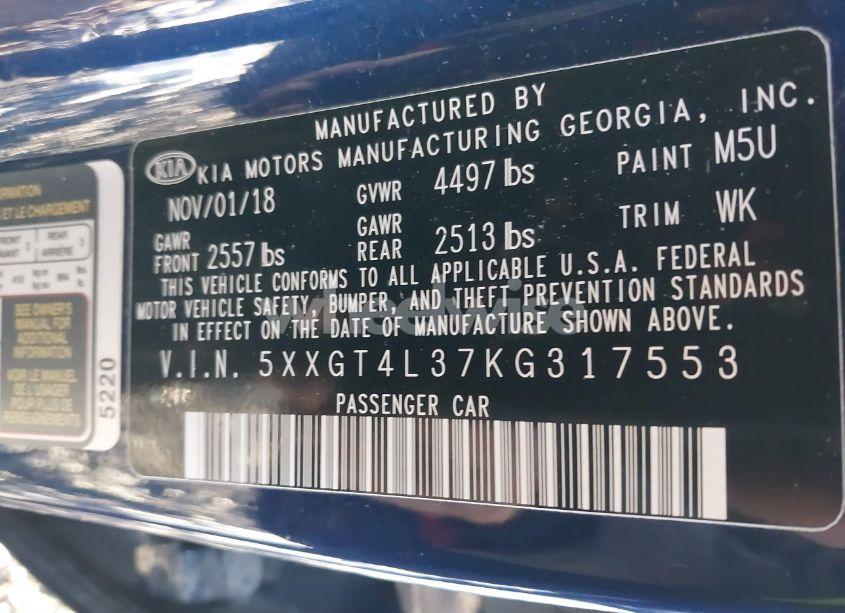 Photo 9 of 2019 Kia Optima LX (VIN 5XXGT4L37KG317553)