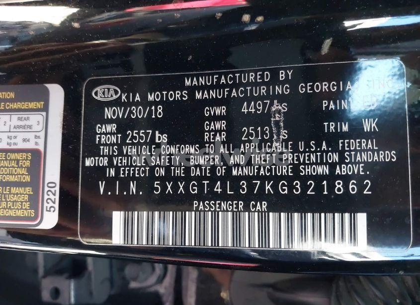 Photo 9 of 2019 Kia Optima LX (VIN 5XXGT4L37KG321862)