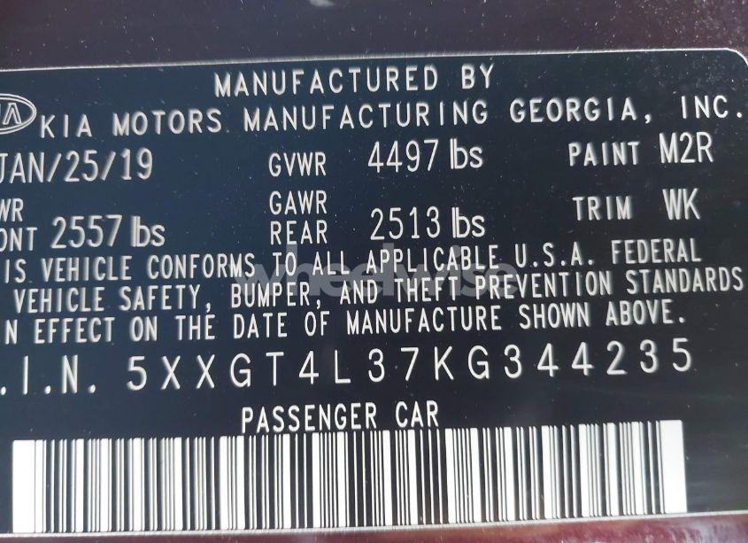 Photo 9 of 2019 Kia Optima LX (VIN 5XXGT4L37KG344235)