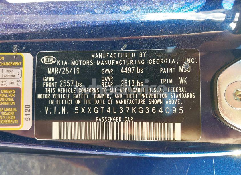 Photo 9 of 2019 Kia Optima LX (VIN 5XXGT4L37KG364095)