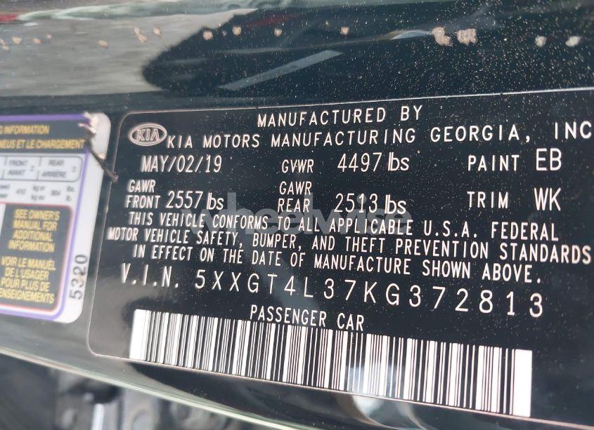 Photo 9 of 2019 Kia Optima S (VIN 5XXGT4L37KG372813)