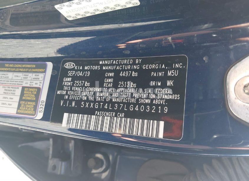 Photo 9 of 2020 Kia Optima S (VIN 5XXGT4L37LG403219)