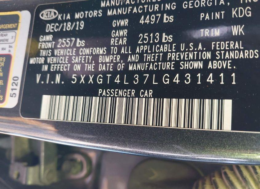 Photo 9 of 2020 Kia Optima LX (VIN 5XXGT4L37LG431411)