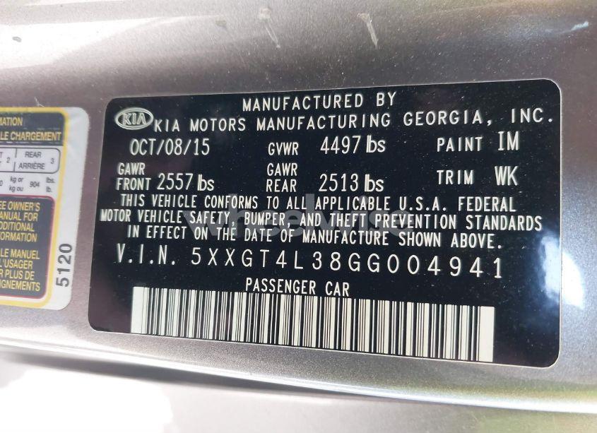 Photo 9 of 2016 Kia Optima LX (VIN 5XXGT4L38GG004941)