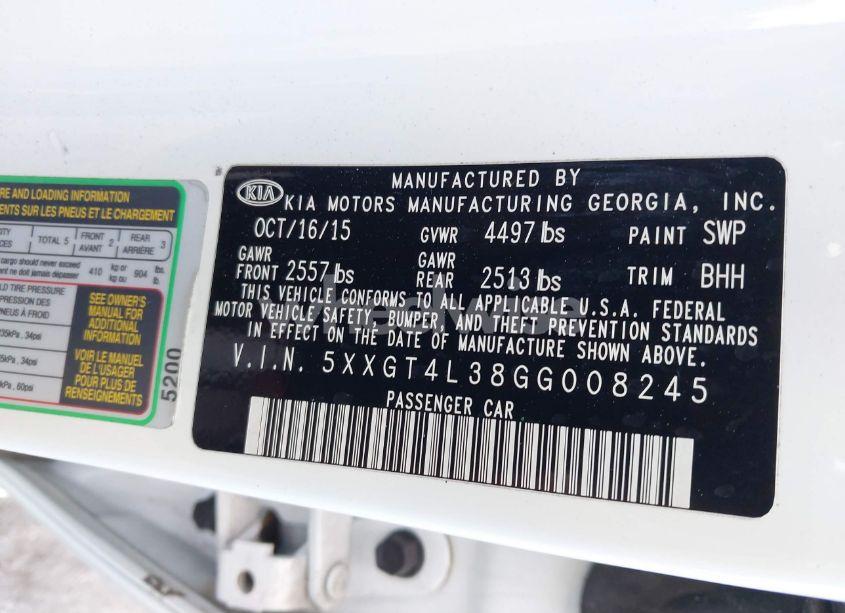 Photo 9 of 2016 Kia Optima LX (VIN 5XXGT4L38GG008245)