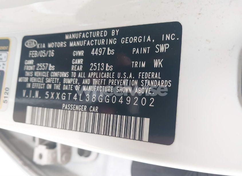 Photo 9 of 2016 Kia Optima LX (VIN 5XXGT4L38GG049202)