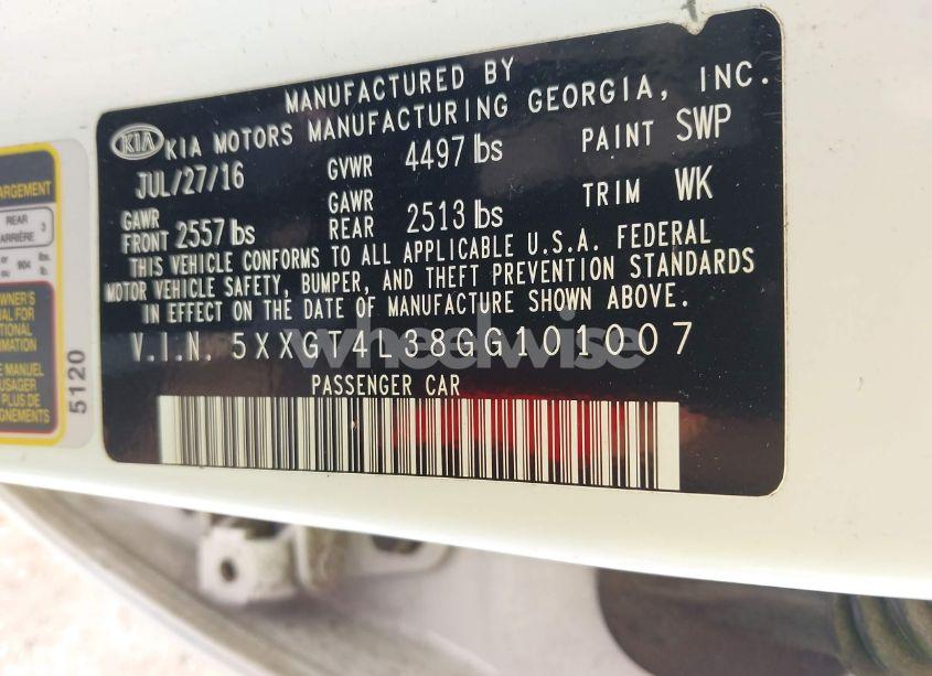 Photo 9 of 2016 Kia Optima LX (VIN 5XXGT4L38GG101007)