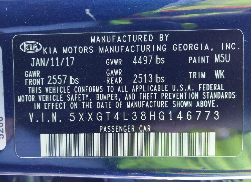 Photo 9 of 2017 Kia Optima LX (VIN 5XXGT4L38HG146773)