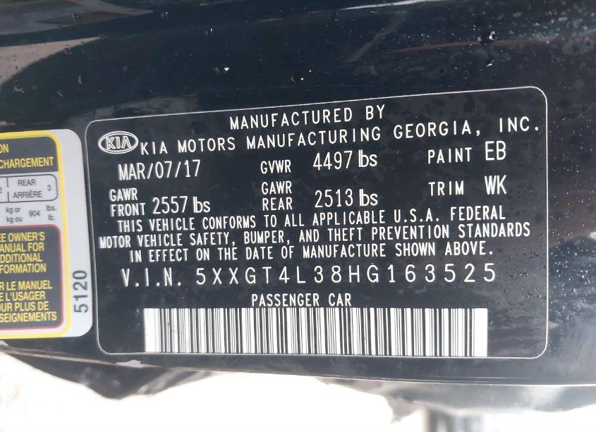 Photo 9 of 2017 Kia Optima LX (VIN 5XXGT4L38HG163525)