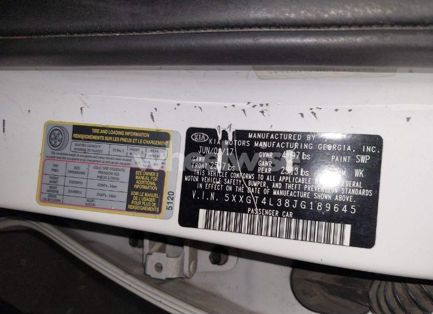 Photo 9 of 2018 Kia Optima LX (VIN 5XXGT4L38JG189645)