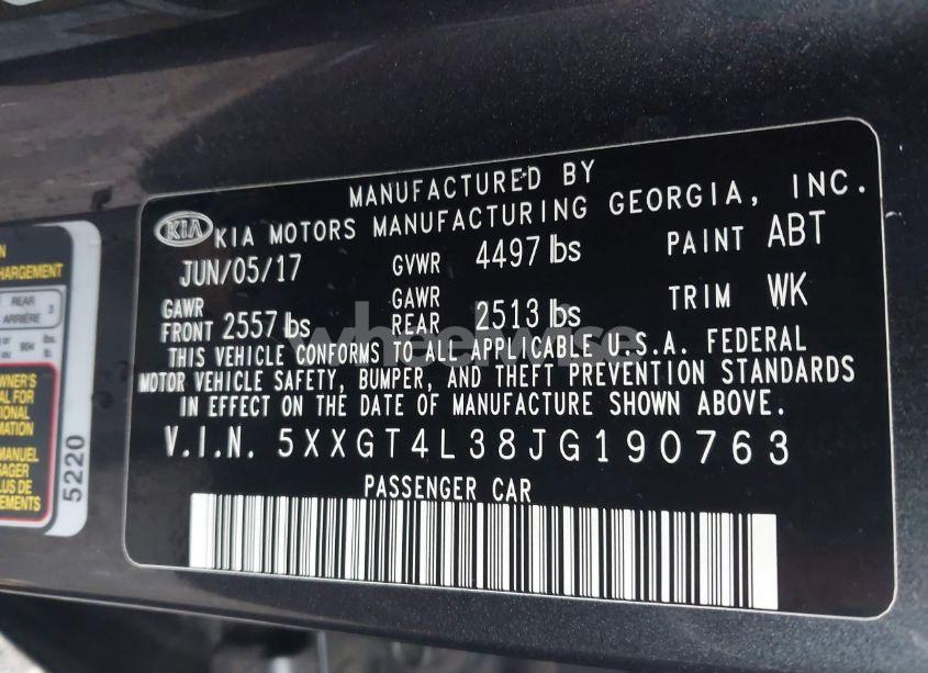 Photo 9 of 2018 Kia Optima S (VIN 5XXGT4L38JG190763)