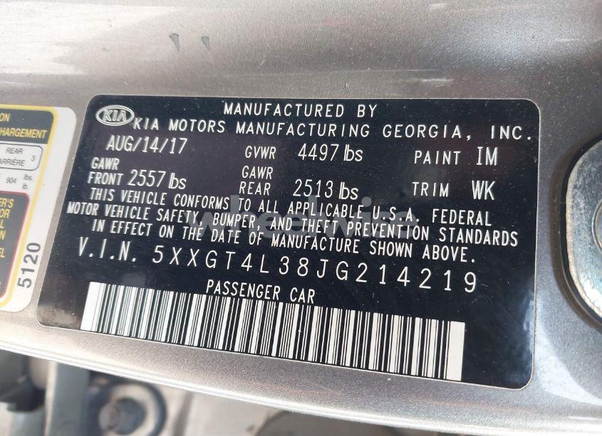 Photo 9 of 2018 Kia Optima LX (VIN 5XXGT4L38JG214219)