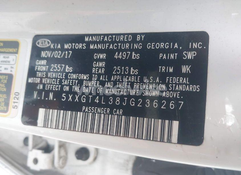 Photo 9 of 2018 Kia Optima LX (VIN 5XXGT4L38JG236267)