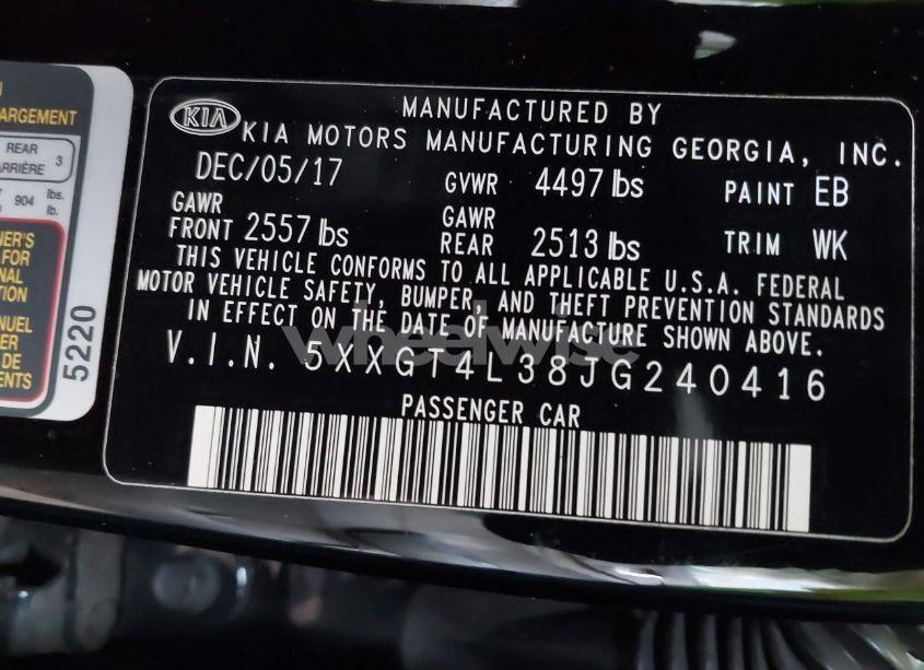 Photo 9 of 2018 Kia Optima S (VIN 5XXGT4L38JG240416)