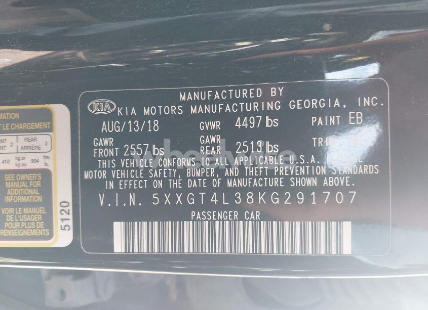 Photo 9 of 2019 Kia Optima LX (VIN 5XXGT4L38KG291707)