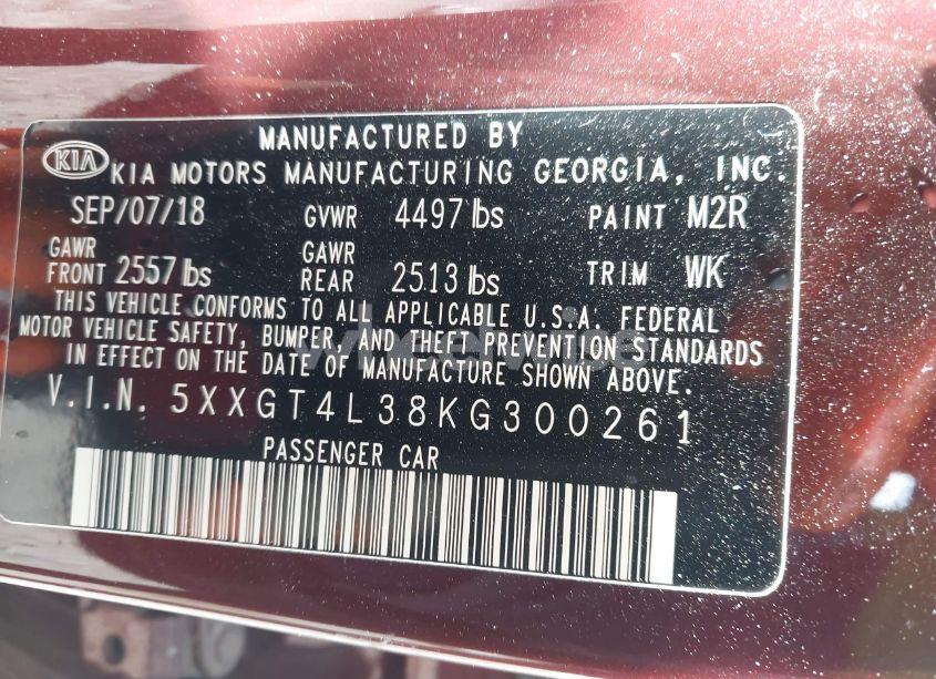 Photo 9 of 2019 Kia Optima LX (VIN 5XXGT4L38KG300261)