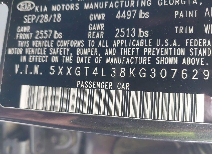 Photo 9 of 2019 Kia Optima LX (VIN 5XXGT4L38KG307629)