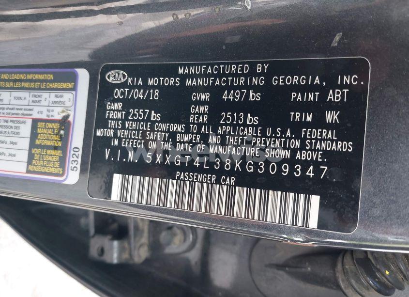 Photo 9 of 2019 Kia Optima S (VIN 5XXGT4L38KG309347)