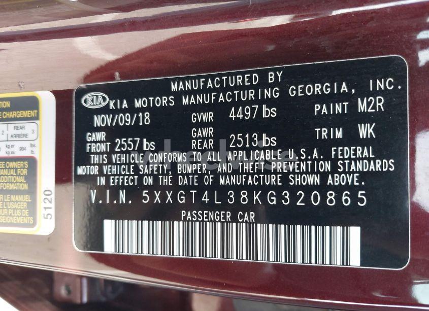 Photo 9 of 2019 Kia Optima LX (VIN 5XXGT4L38KG320865)