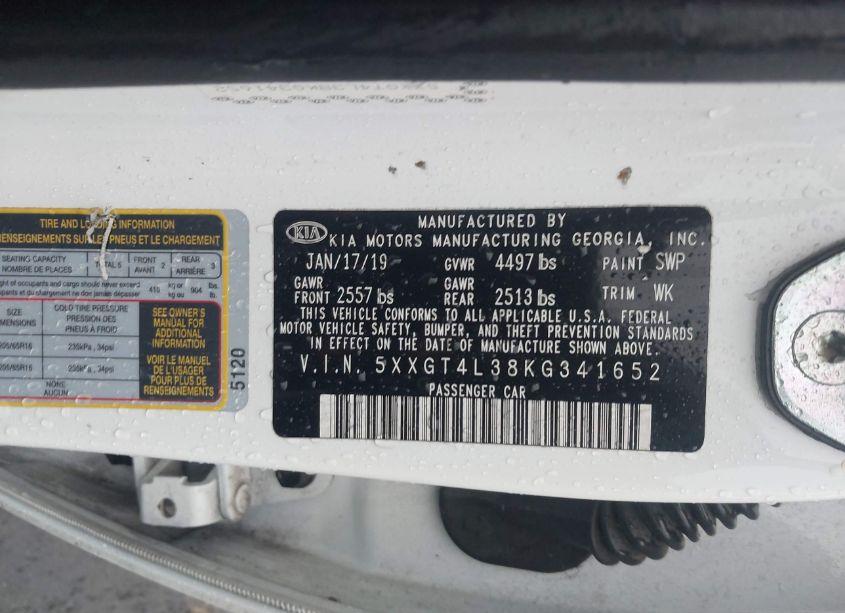 Photo 9 of 2019 Kia Optima LX (VIN 5XXGT4L38KG341652)