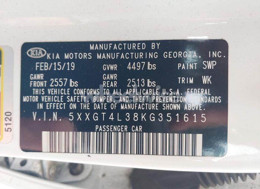 Photo 9 of 2019 Kia Optima LX (VIN 5XXGT4L38KG351615)