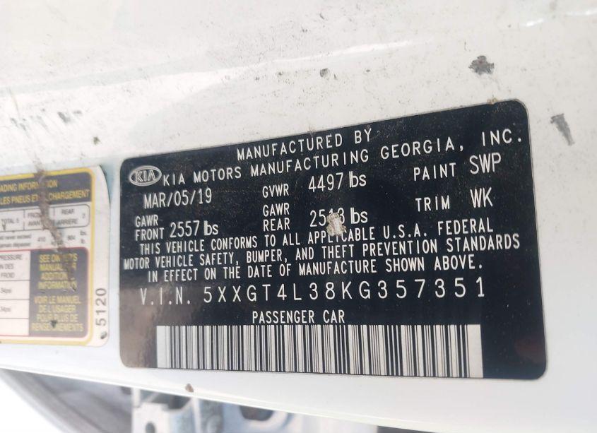 Photo 9 of 2019 Kia Optima LX (VIN 5XXGT4L38KG357351)