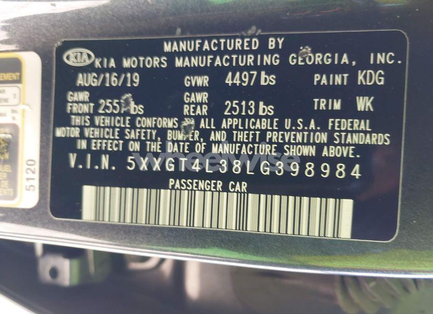 Photo 9 of 2020 Kia Optima LX (VIN 5XXGT4L38LG398984)