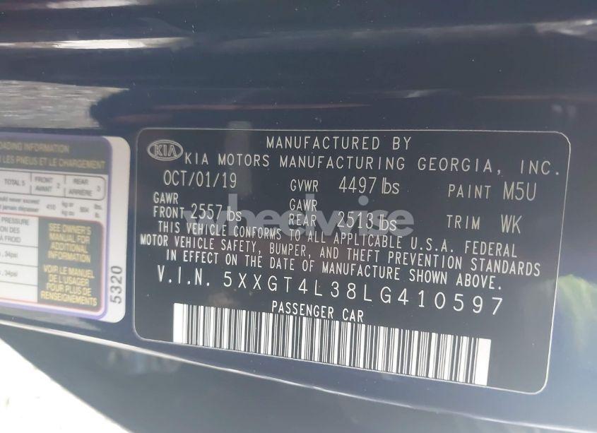 Photo 9 of 2020 Kia Optima S (VIN 5XXGT4L38LG410597)