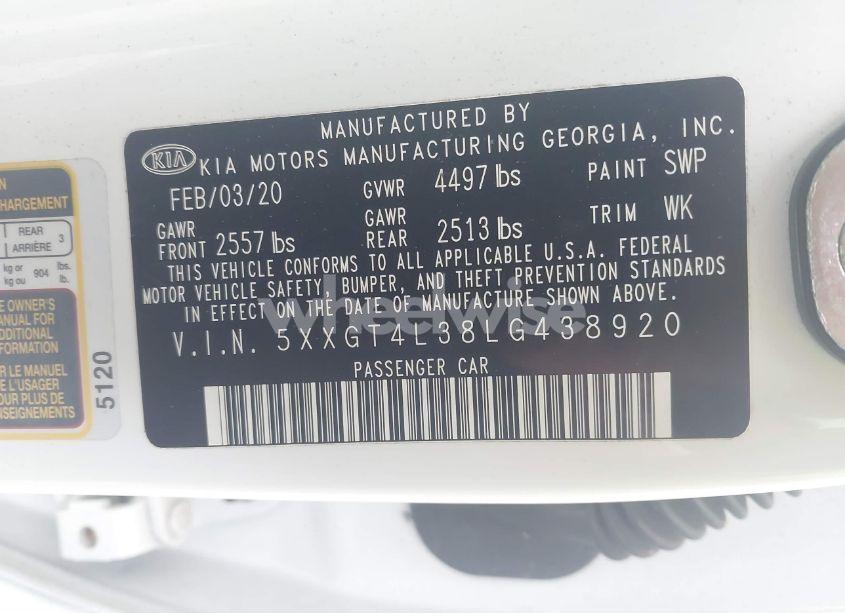 Photo 9 of 2020 Kia Optima LX (VIN 5XXGT4L38LG438920)