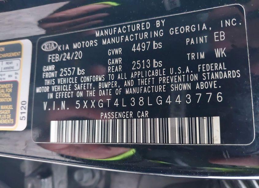 Photo 9 of 2020 Kia Optima LX (VIN 5XXGT4L38LG443776)