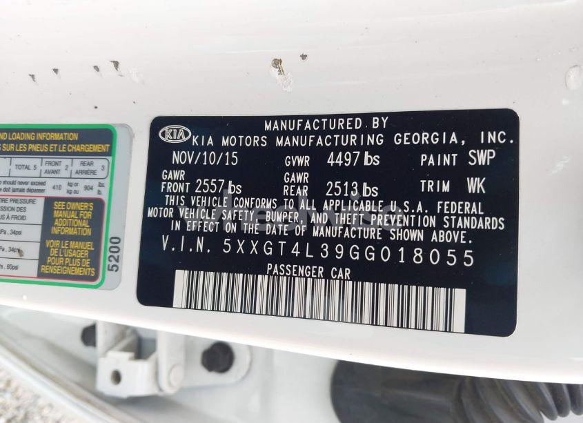 Photo 9 of 2016 Kia Optima LX (VIN 5XXGT4L39GG018055)