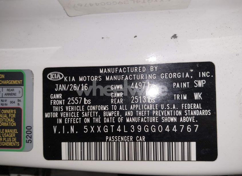 Photo 9 of 2016 Kia Optima LX (VIN 5XXGT4L39GG044767)