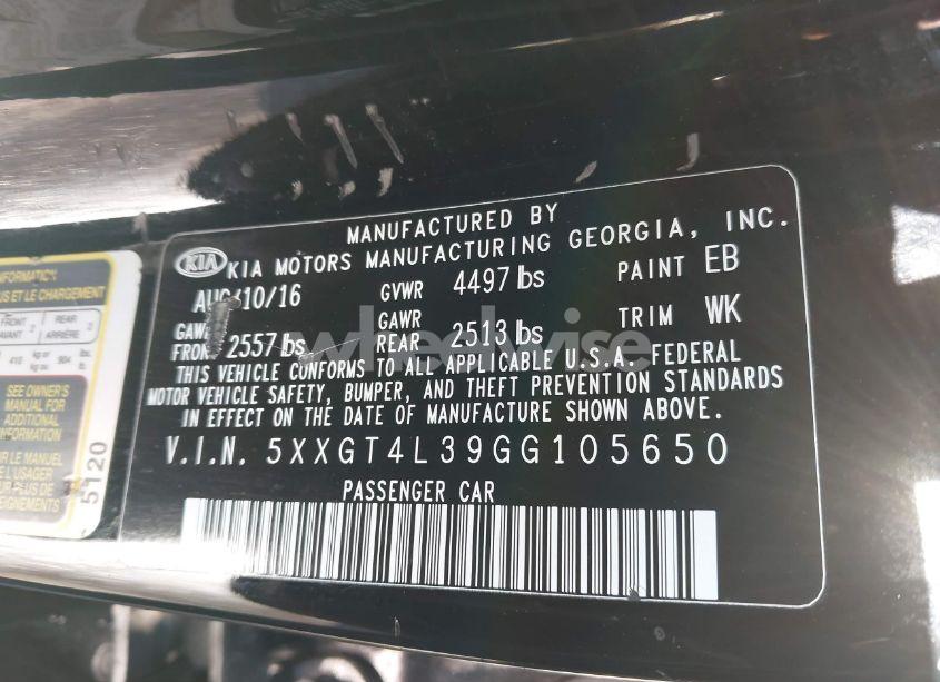 Photo 9 of 2016 Kia Optima LX (VIN 5XXGT4L39GG105650)