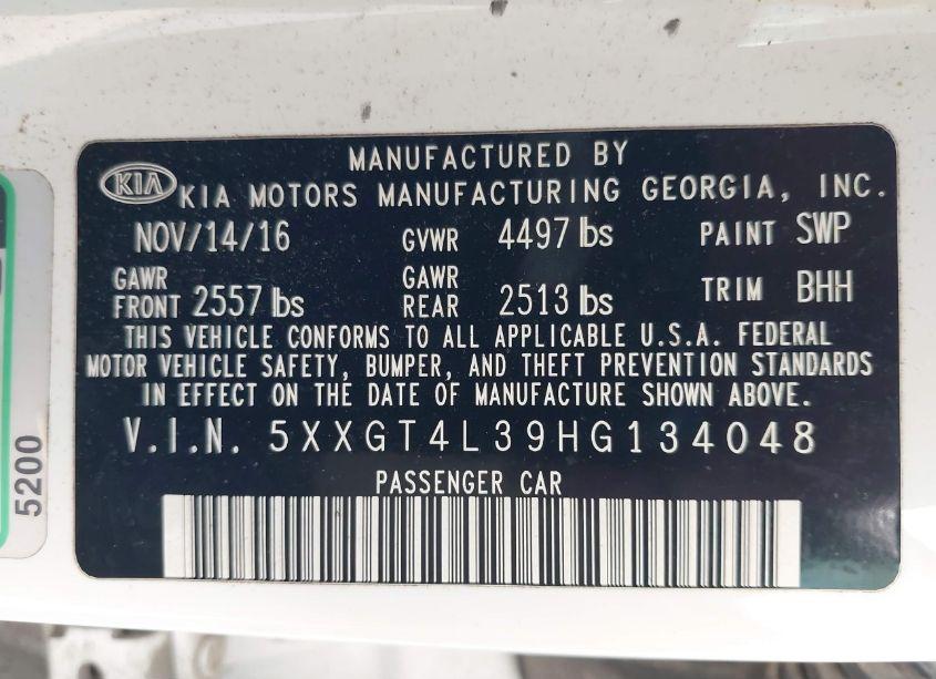 Photo 9 of 2017 Kia Optima LX (VIN 5XXGT4L39HG134048)