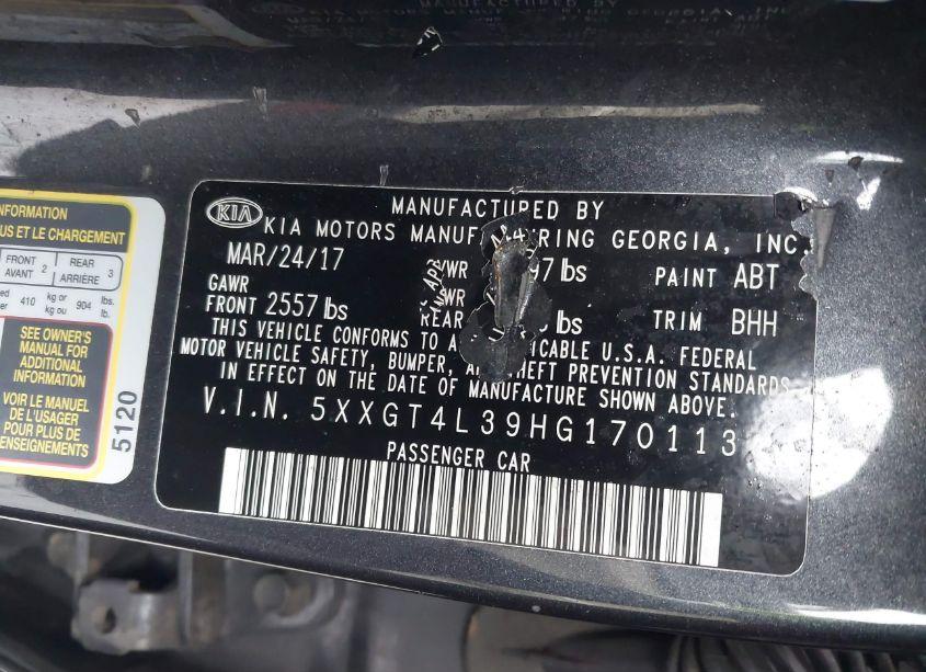 Photo 9 of 2017 Kia Optima LX (VIN 5XXGT4L39HG170113)