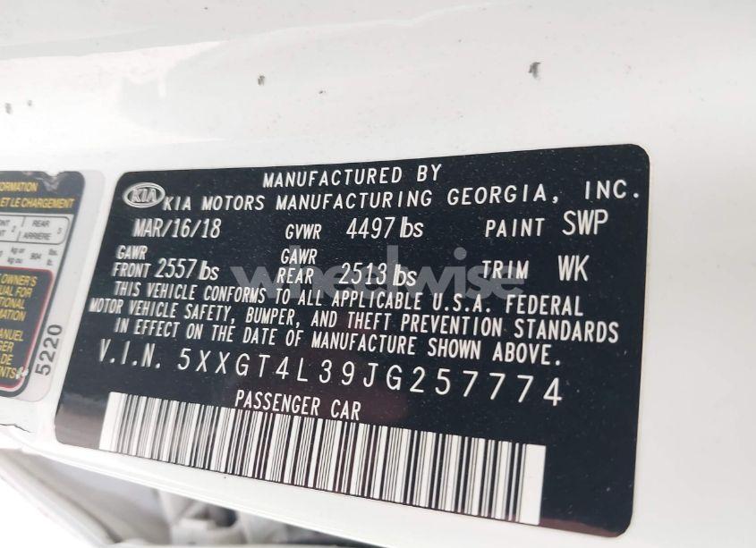 Photo 9 of 2018 Kia Optima LX (VIN 5XXGT4L39JG257774)