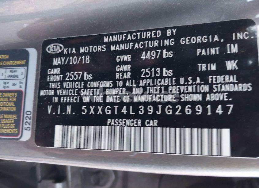 Photo 9 of 2018 Kia Optima LX (VIN 5XXGT4L39JG269147)