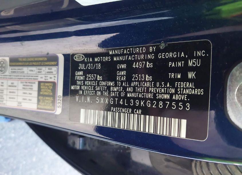 Photo 9 of 2019 Kia Optima S (VIN 5XXGT4L39KG287553)