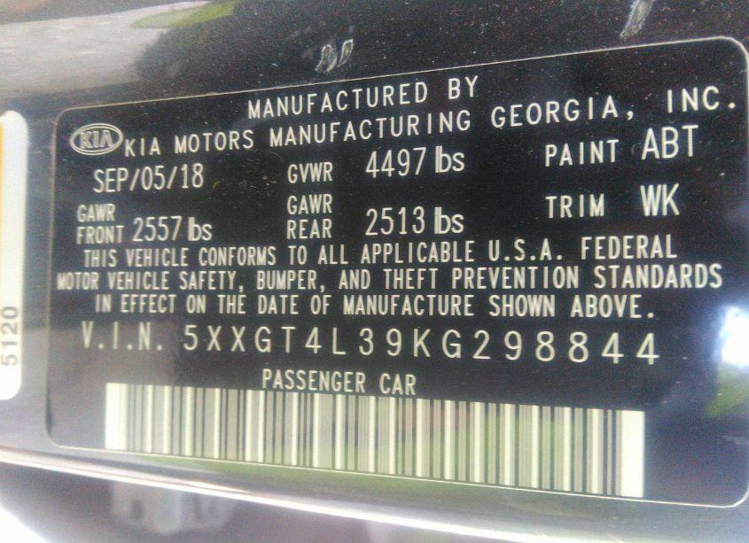 Photo 9 of 2019 Kia Optima LX (VIN 5XXGT4L39KG298844)