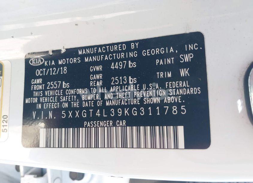 Photo 9 of 2019 Kia Optima LX (VIN 5XXGT4L39KG311785)