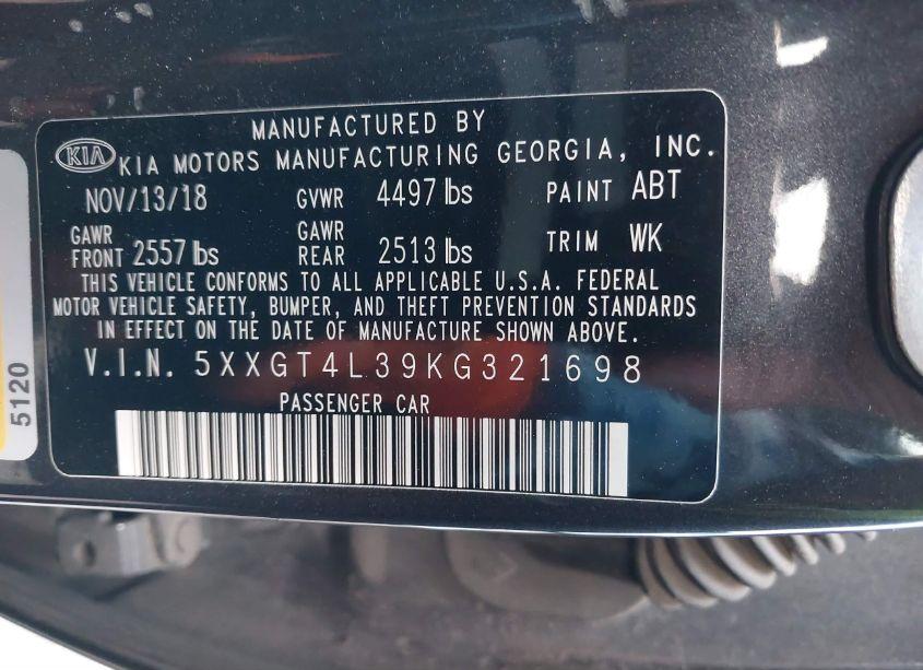 Photo 9 of 2019 Kia Optima LX (VIN 5XXGT4L39KG321698)