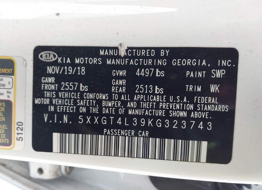 Photo 9 of 2019 Kia Optima LX (VIN 5XXGT4L39KG323743)