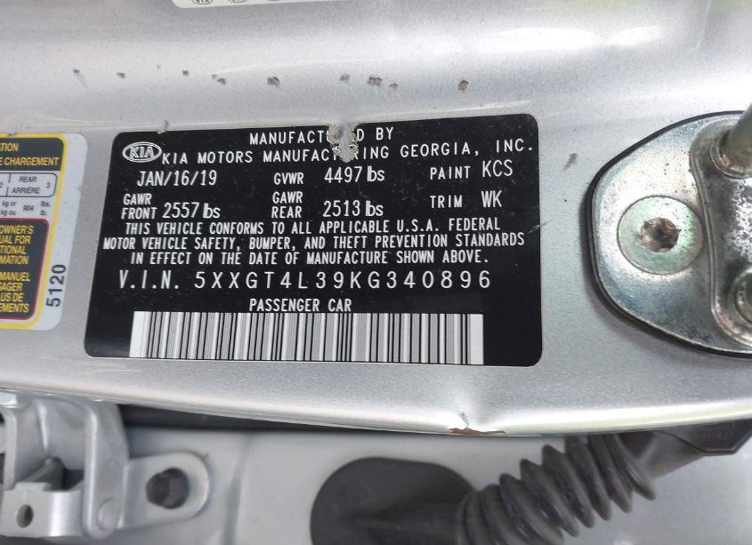 Photo 9 of 2019 Kia Optima LX (VIN 5XXGT4L39KG340896)