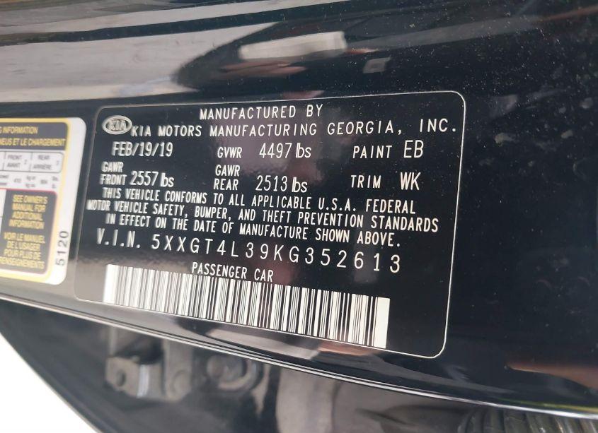 Photo 9 of 2019 Kia Optima LX (VIN 5XXGT4L39KG352613)