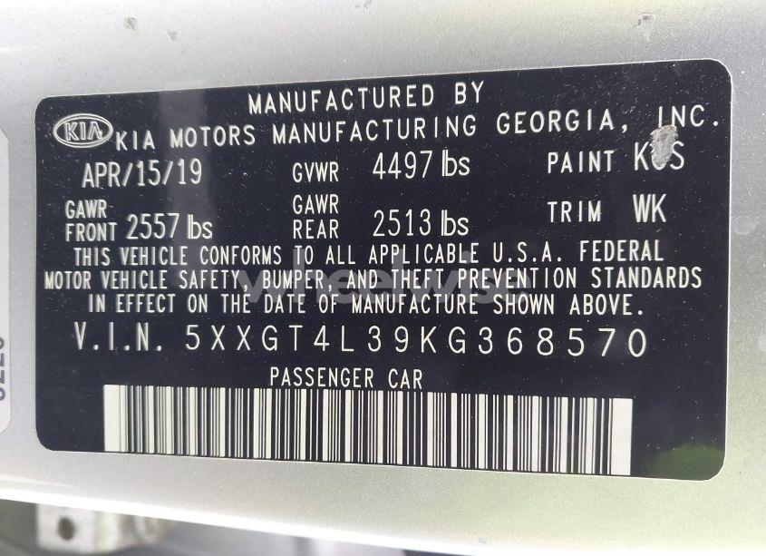 Photo 9 of 2019 Kia Optima LX (VIN 5XXGT4L39KG368570)
