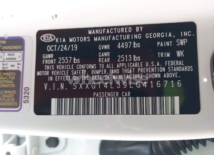 Photo 9 of 2020 Kia Optima S (VIN 5XXGT4L39LG416716)