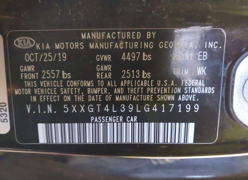 Photo 9 of 2020 Kia Optima S (VIN 5XXGT4L39LG417199)