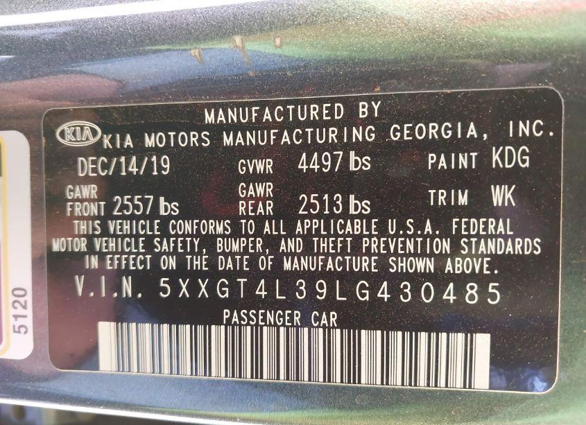 Photo 9 of 2020 Kia Optima LX (VIN 5XXGT4L39LG430485)