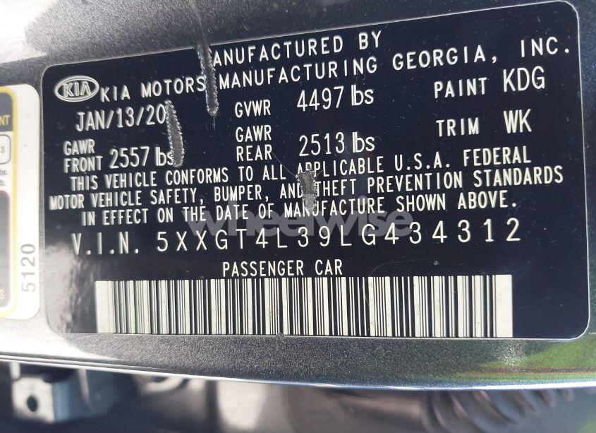 Photo 9 of 2020 Kia Optima LX (VIN 5XXGT4L39LG434312)