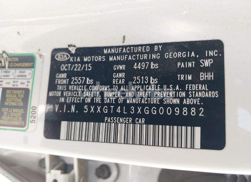 Photo 9 of 2016 Kia Optima LX (VIN 5XXGT4L3XGG009882)